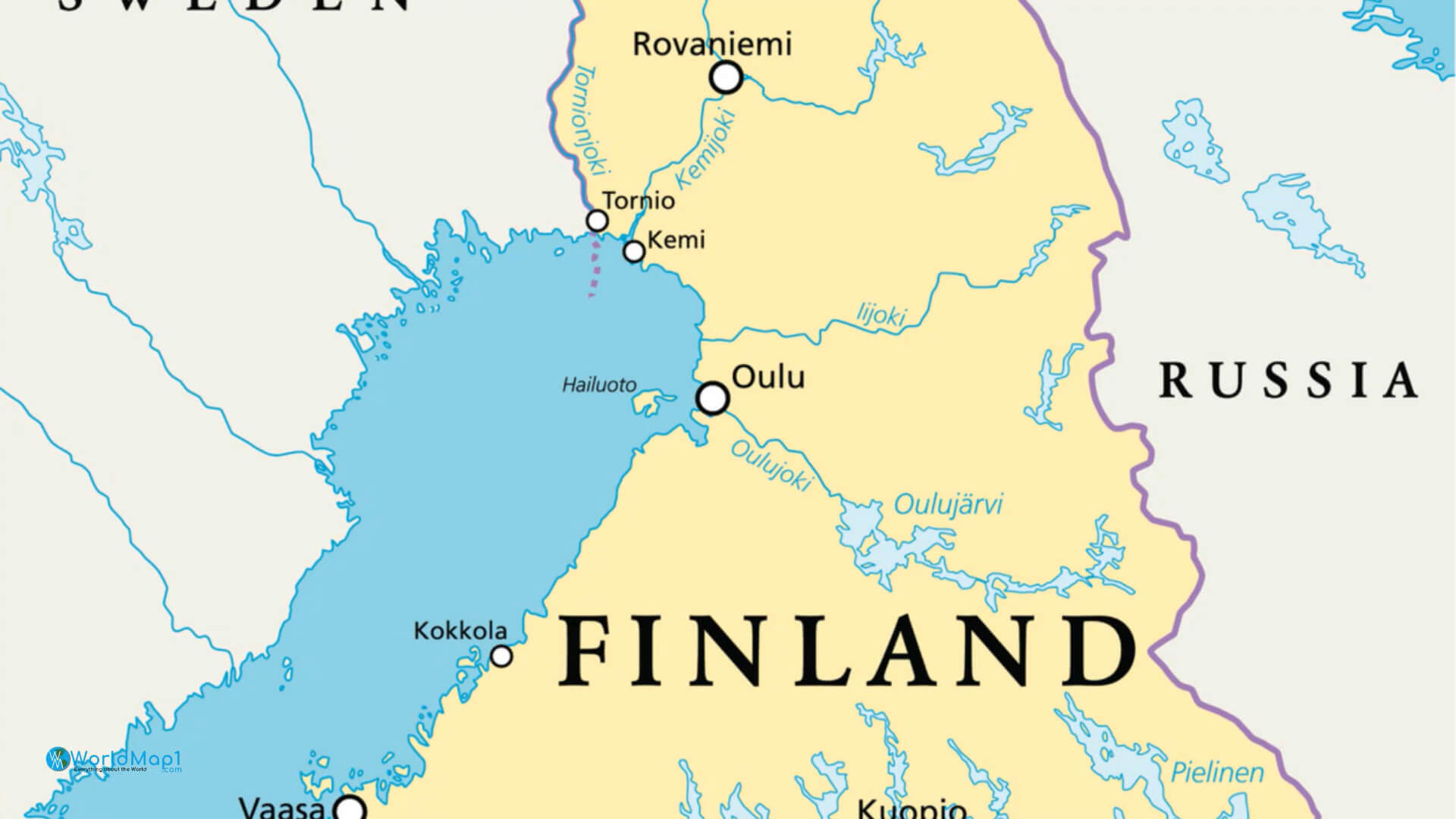 Map of North Finland with Russia Border